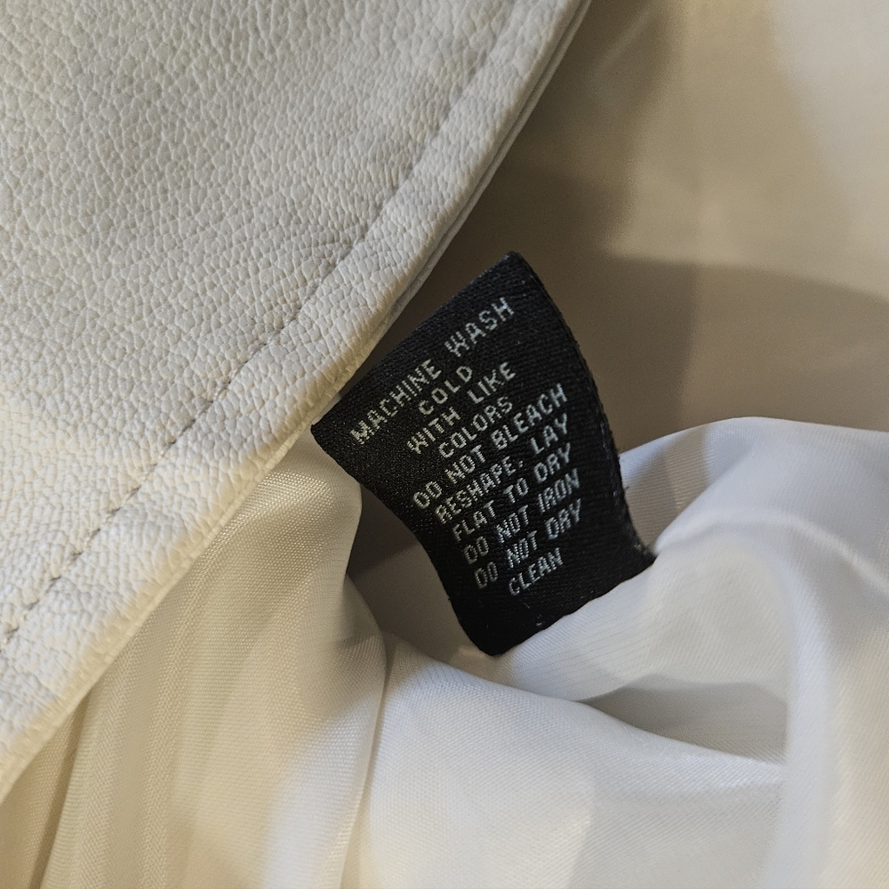 Fried Denim Faux Leather Jacket White Men's Size Medium Used Condition Zippers. - Picture 13 of 14